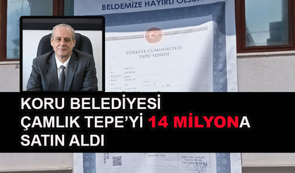 Koru Belediyesi, Çamlık Tepe'yi 14 milyona satın aldı