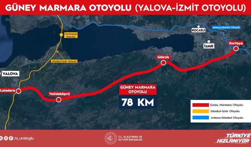Yalova ile Kartepe arasına yeni otoyol 'Güney Marmara'