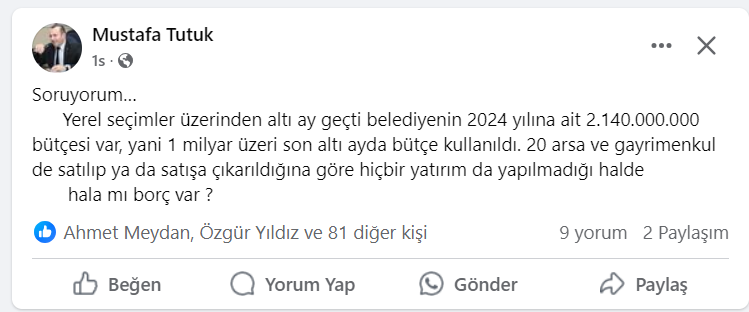 Yalova Belediyesi Mustafa Tutuk