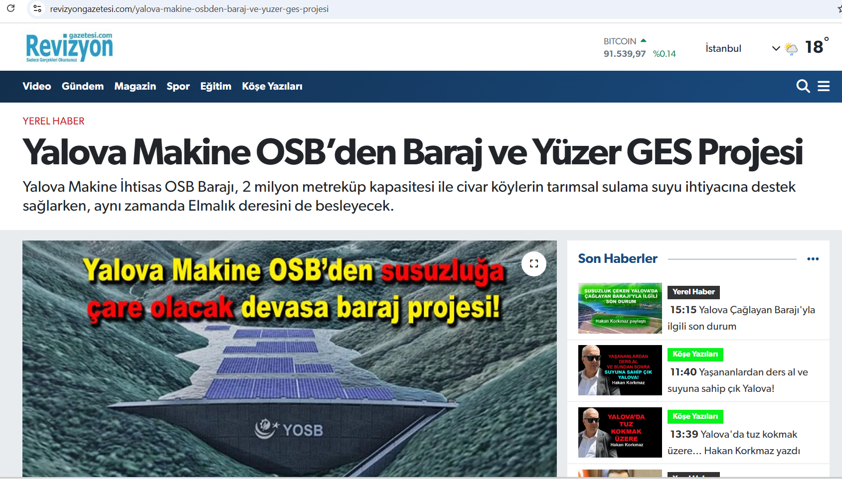 Yalova Maki̇ne Osb Baraj Hakan Korkmaz