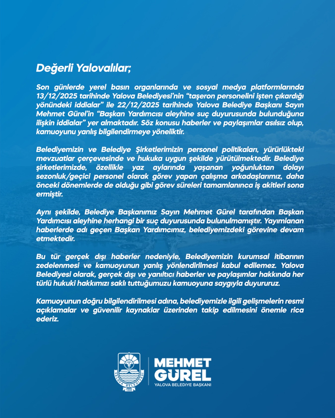 Yalova Belediyesi Basın Açıklaması