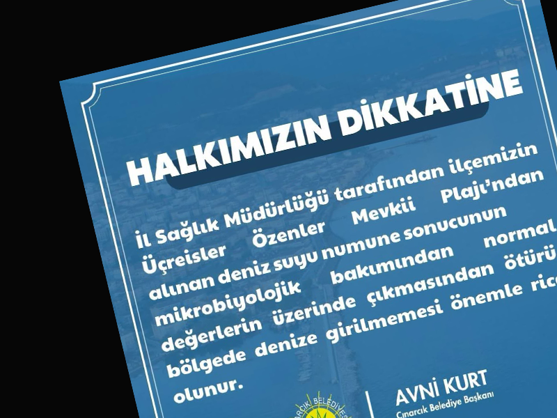 Çınarcık'ta denize girmeyin uyarısı!